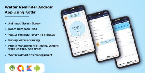 Water Reminder Android App using Kotlin Great UI
