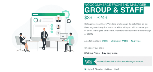 WOOCOMMERCE FRONTEND MANAGER – GROUP & STAFF- Regular Plans