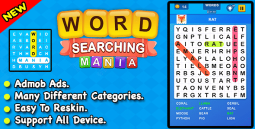 Word Searching Mania + Best Word Search Puzzle Game For Kids + Ready For Publish
