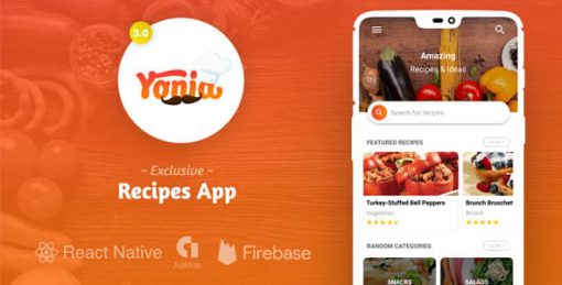 Yonia - Complete React Native Recipes App + Admin Panel